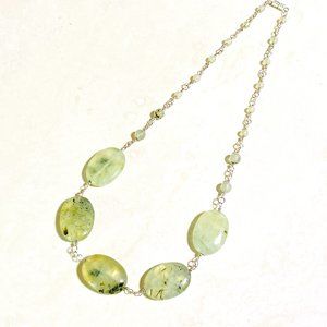 Light Green Prehnite Chain Necklace, Genuine Natural Stone